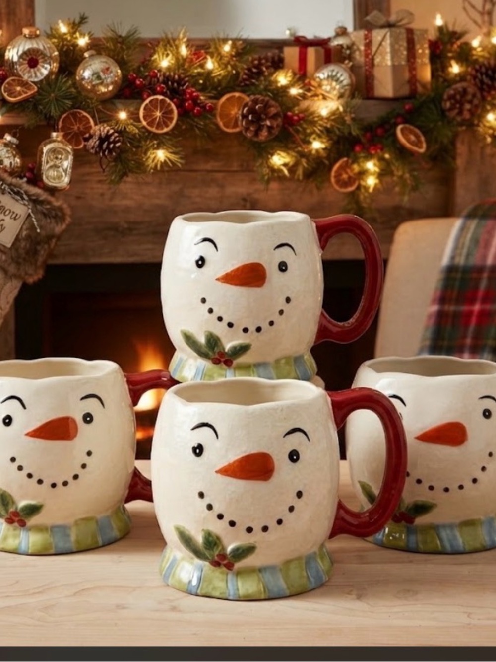 Snowman Mug Set/4 Hand Painted